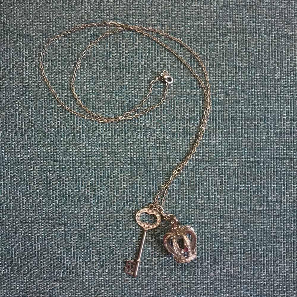 LOFT crown and key pave necklace